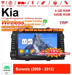 7 Zoll Android 12.0 Autoradio / Multimedia 4GB RAM 64GB ROM Für Kia Sorento 2009-2012 Mit WiFi NAVI Bluetooth USB