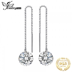 Boucles d'oreilles en argent sterling 925 zircon cubique simulé diamant boucles d'oreilles longues pendantes pour femmes filles