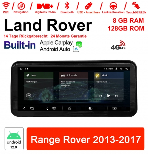 12.3 pouces Qualcomm Snapdragon 668S Android 12.0  Autoradio/ Multimédia 8Go de RAM 128Go de ROM pour Range Rover Sport 2013-2017 CarPlay intégr