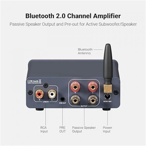 2 Channel Stereo Audio Amplifier Mini Hi-Fi HiFi Professional AMP