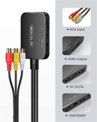 Convertisseur RCA vers HDMI, adaptateur Viagkiki AV vers HDMI, convertisseur audio vidéo composite RCA vers HDMI