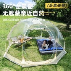 Tente de camping à dôme transparent, imperméable, pour 4 à 8 personnes, tente champignon transparente pour les voyages sauvages, randonnée, survie en 