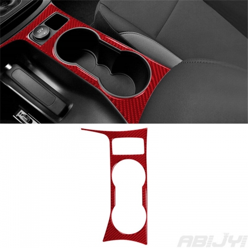For Ford Escape Red Carbon Fiber Interior Center Cupholder Console Cover Trim