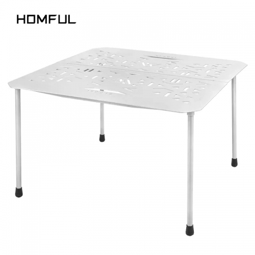 Outdoor Furniture Stainless Steel 4-6 Person Table Steel Portable Camping Folding Table Set