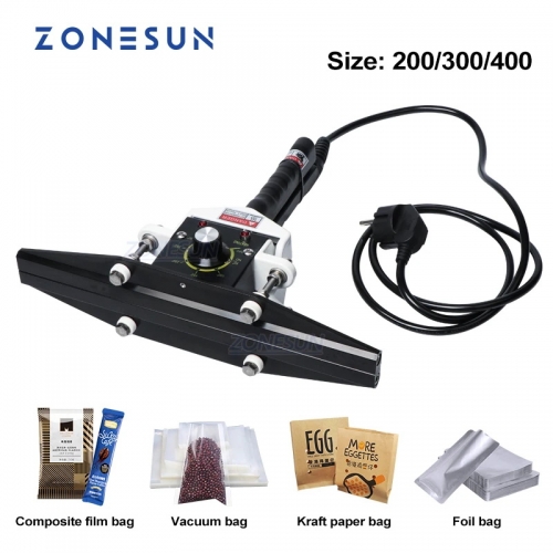 ZONESUN Direct-heat Pliers impulse sealing machine handheld electric composite Aluminum foil kraft paper packaging sealer packer