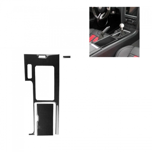 Couvercle de changement de vitesse de Console intérieure en Fiber de carbone, 3 pièces, pour Ford Mustang 2009 – 2013