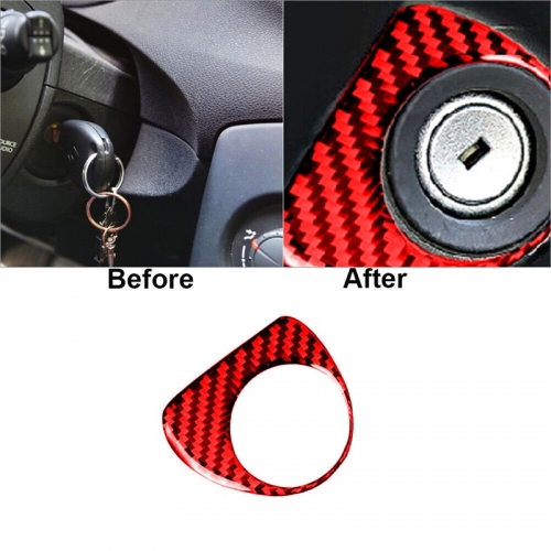Red Carbon Fiber Interior Ignition Switch Cover Trim For Ford F-150 2017-2019