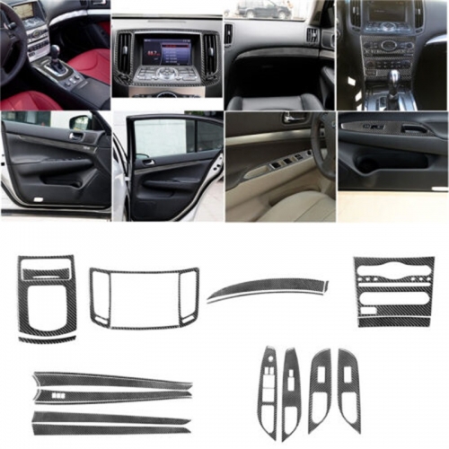 Garniture de couverture de kit intérieur complet en fibre de carbone 22 pièces pour Infiniti G37 berline 2010-2013