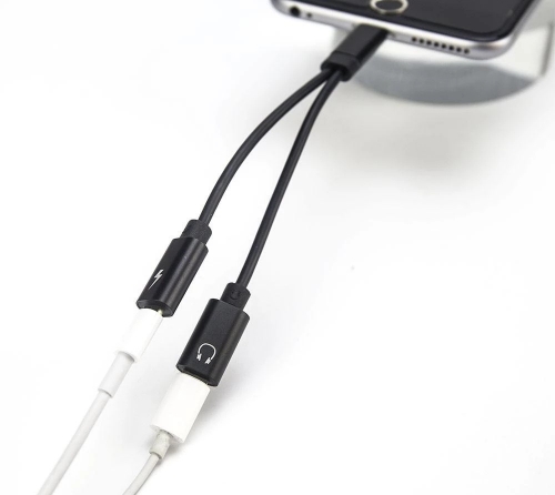 2 in 1 dual lightning audio headphone and charging adapter for iPhone