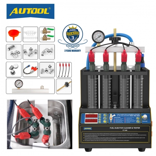 AUTOOL CT160 Car Fuel Injector Heater Cleaning & Tester Machine Ultrasonic Cleaner Gasoline Fuel Injector 4 Cylinder 220V