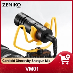Zeniko VM01 microphone sur caméra directivité cardioïde microphone anti-interférence pour fusil de chasse pour les enregistrements d'interview