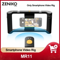 Zeniko MR11 Smartphone Video Rig All-in-One Portable Phone Clamp Built-in LED Light Wireless & USB Charging with 12m Remote Control