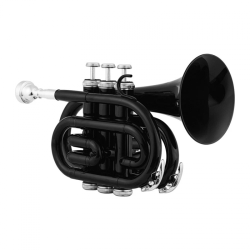Muslady – Mini trompette de poche Bb, Instrument à vent plat en laiton avec embout, gants, chiffon de nettoyage, sac de transport