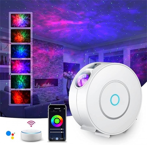 SUPPOU LED Alexa Sternenhimmel Projektor, Smart Nachtlicht 3D Galaxy Sternenprojektor Lampe Kinder mit RGB Dimming/Stimmenkontrolle/WiFi Verbindung