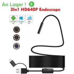 7.0mm Endoscope Camera HD Flexible IP67 Waterproof Mini USB Borescope 6LED Cable Inspection Borescope for Android PC