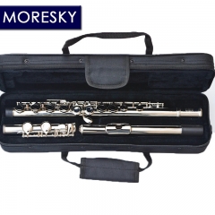 MORESKY 16/17 trous fermés/ouverts flûte à clé C Instrument Cupronickel flûte de Concert plaquée Nickel/argent avec clé E ​