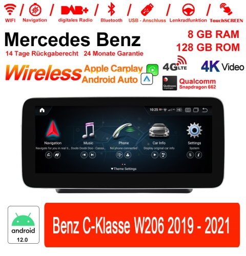 Qualcomm Snapdragon 662 8 Core Android 13 4G LTE Autoradio/Multimedia 8GB RAM 128GB ROM Für Benz C-Klasse NTG5.5 Built-in CarPlay