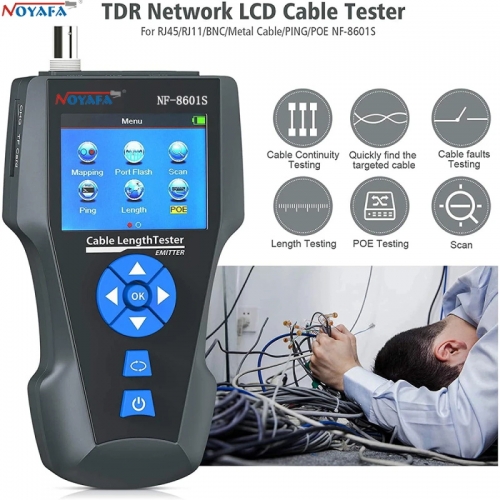 NOYAFA NF-8601S Multifunktionale RJ45 CAT6 Netzwerk Kabel Tester Kabel Tracker PoE/PING/Port LCD Display Messen Länge Wiremap