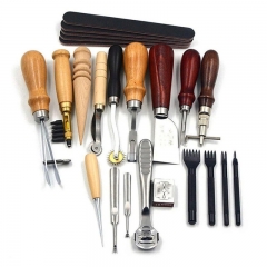 Nähen, Basteln und Nähen von Leder-Werkzeug-Set, 18-teiliges Leder-Bastel-DIY-Werkzeug für Handnähen, Stempeln und Sattlerarbeiten, Nähen, Gravieren
