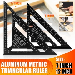 7/12 inch Speed Square Metric Aluminum Alloy Triangle Ruler Squares for Measuring Tool Metric Angle Protractor Woodworking Tools