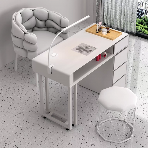 Table à ongles professionnelle de styliste, tiroir de manucure moderne avec aspirateur, meubles de salon de beauté pour femmes