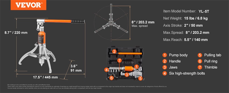 Roulement/engrenage d'extracteur hydraulique