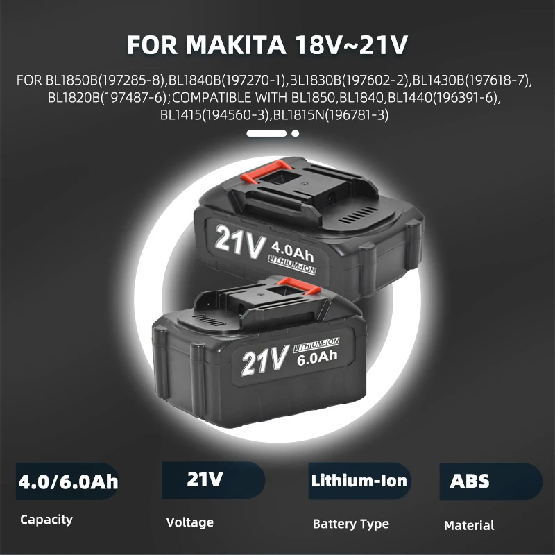2 Makita batteries 21V 6Ah