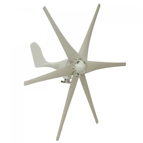 Horizontal wind turbine generator with 6 blades and peak power of 800W for 12V/24V/48V residential voltages