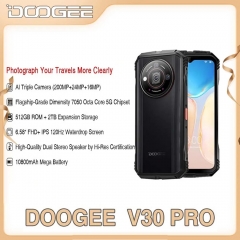 DOOGEE V30 Pro Téléphone Robuste : Appareil Photo Principal de 200MP + Processeur Dimensity 7050 5G, Écran FHD de 6,58", Batterie de 10800mAh, 32Go+51