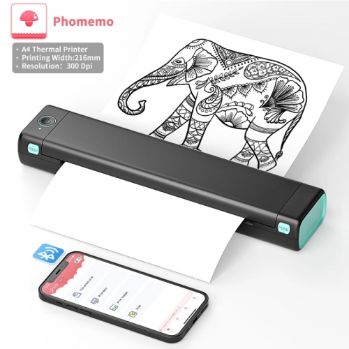 Phomemo m08f a4 tragbarer Thermo drucker, unterstützt 8.26 "x 11.69" a4 Thermopapier, drahtlose mobile Reise drucker für Auto und Büro