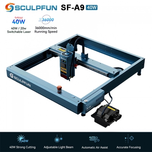 SCULPFUN SF-A9 40w/20w Laserschneide- und Graviermaschine mit Smart Air Assist, 36000 mm/min Lasergravierer