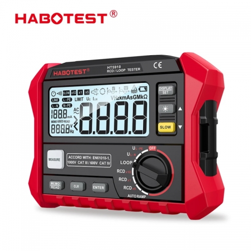 Habotest testeur de commutateur de fuite LCD compteur de résistance numérique RCD/testeur de boucle 1000 voltmètre de mémoire de données