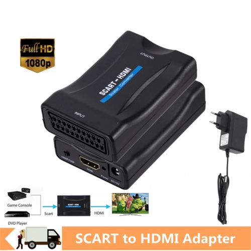 1080P SCART to HDMI Video Audio Converter Adapter for TV DVD