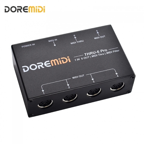 Doremidi midi thru-6 pro box midi splitter filter wird verwendet, um 1 midi eingang in 6 midi ausgänge usb midi ausgang umzuwandeln