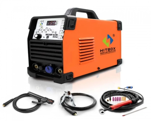 Hitbox ac/dc aluminum tig welding machine hbt250p hf tig/mma arc welding machine with pulse argon welding igbt inverter 2t/4t