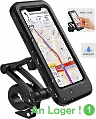 Waterproof motorcycle bike phone holder 360° rotating height adjustable with touch screen handlebar phone clip