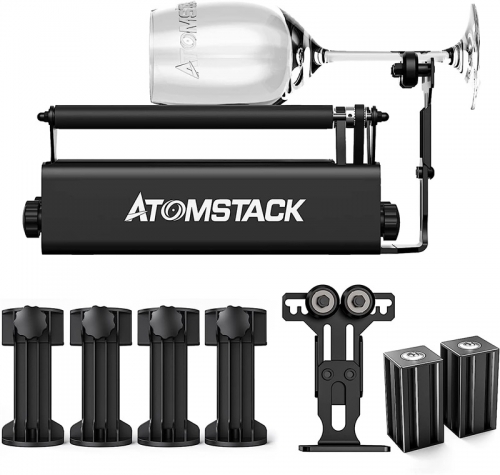 ATOMSTACK R3 PRO Laser-Rotationswalze Lasergravierer Y-Achsen-Rotationswalzen mit 360° drehbarer Gravur zum Gravieren von zylindrischen Objekten