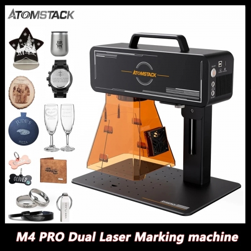 Atomstack M4 PRO double laser diode bleue laser infrarouge portable de bureau 2-en-1 machine de marquage laser