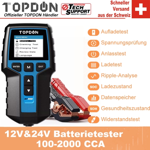 TOPDON BT200 12V 24V Car Battery Tester Digital Automotive Diagnostic Battery Tester Analyzer Tool for starting the vehicle scanner