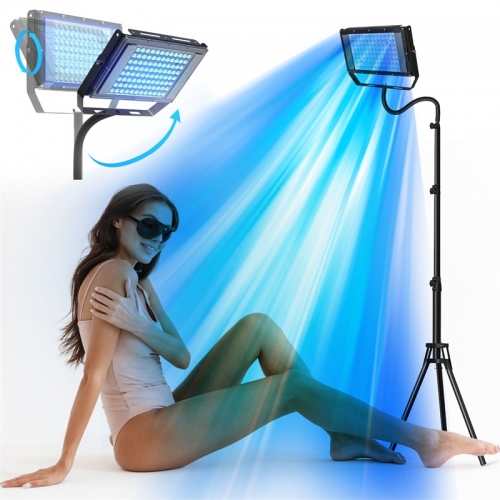 50W UV-Bräunungslampe, Stativ-Solariumlampe für Bräunungskörper, 48 Stück, Blaulicht-Lampe, Wellenlänge 460 nm und 480 nm, Hautpflege