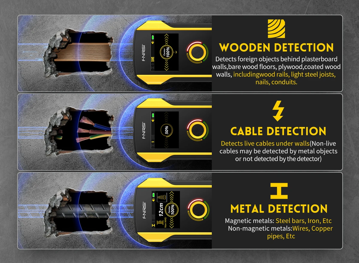 Fnirsi WD‑02 détecteur mural écran TFT