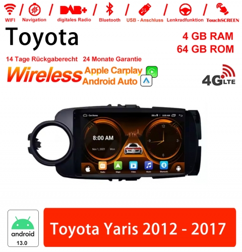 9 Zoll Android 13.0 Autoradio / Multimedia 4GB RAM 64GB ROM Für Toyota Yaris 2012 - 2017