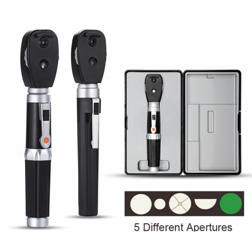 Professionelles medizinisches LED-Oftalmoscopio mit 5 verschiedenen Öffnungen, Diagnose-Augenpflege-Set, tragbares direktes Ophthalmoskop