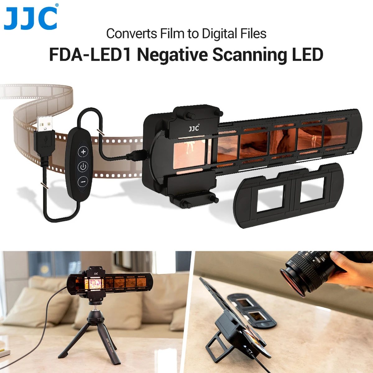 LED-Filmscanner 35 mm mit Negativhalter und 42‑LED-Beleuchtung