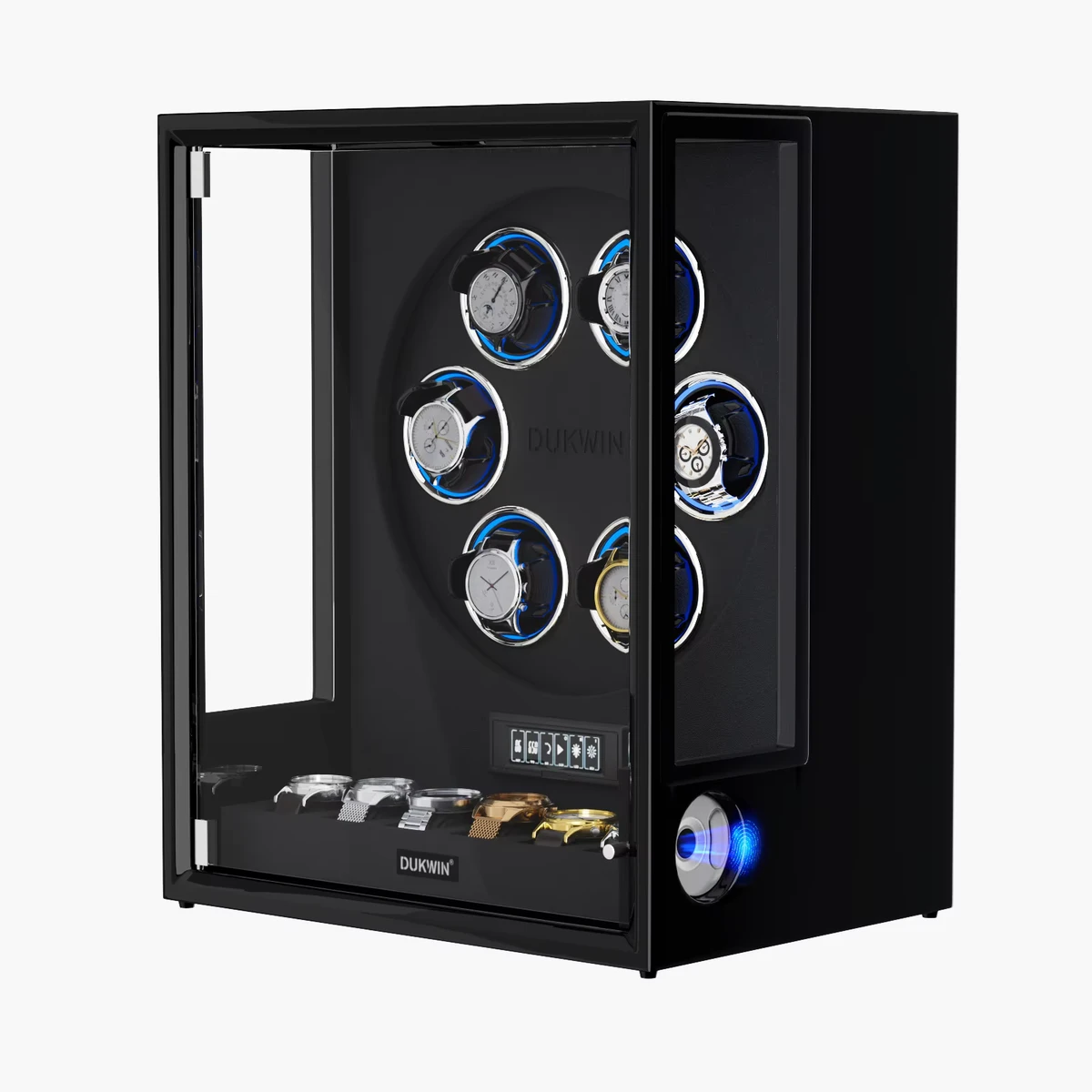 Luxury Watch Winder for 6 Automatic Watches with RGB Light and Remote Control