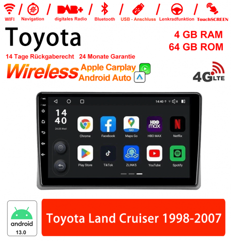 9 Zoll Android 13.0 Autoradio / Multimedia 4GB RAM 64GB ROM Für Toyota Land Cruiser 1998-2007