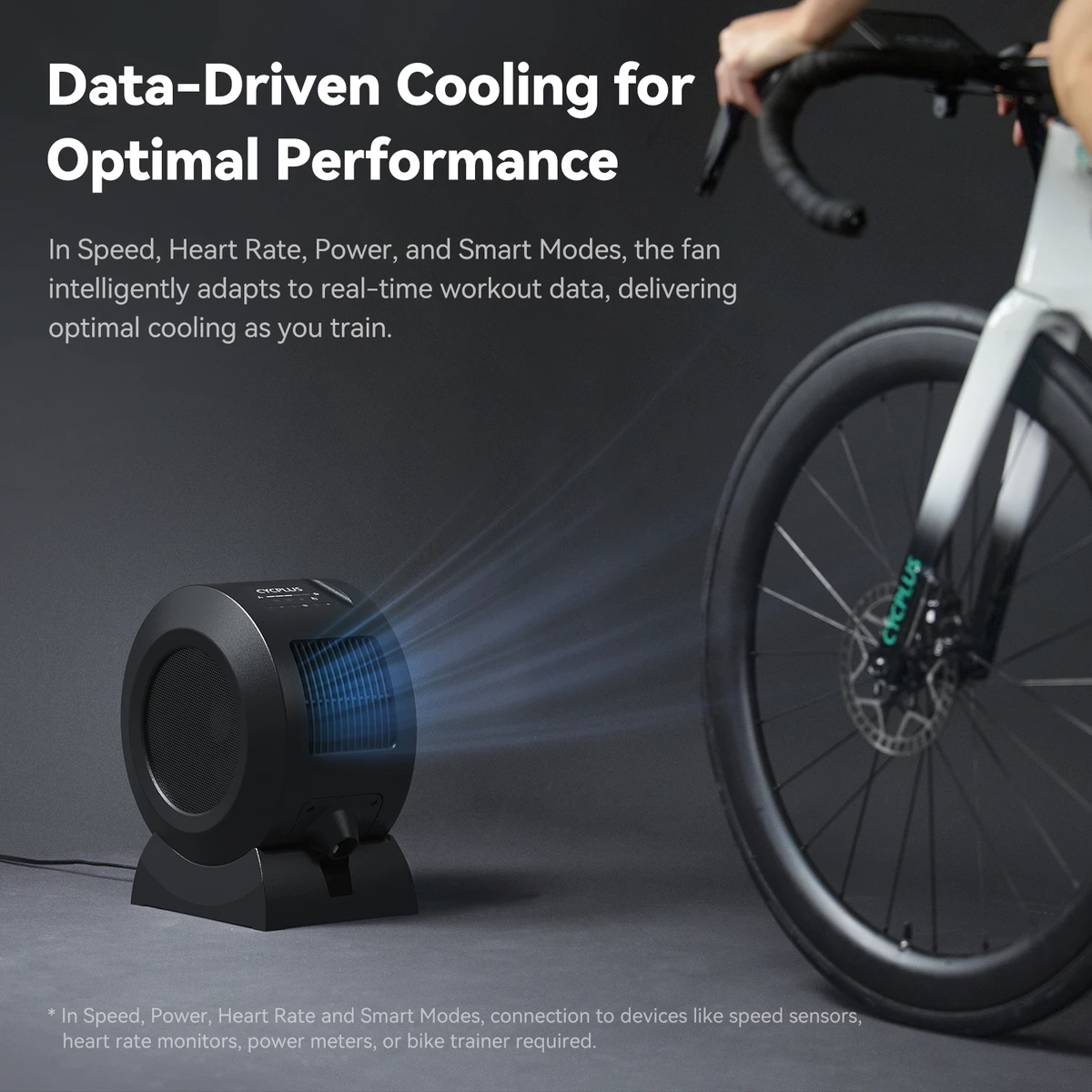 CYCPLUS Ventilateur de fitness intelligent pour cyclisme en intérieur, support réglable, ANT+ BLE, ventilateur électrique pour salle de sport