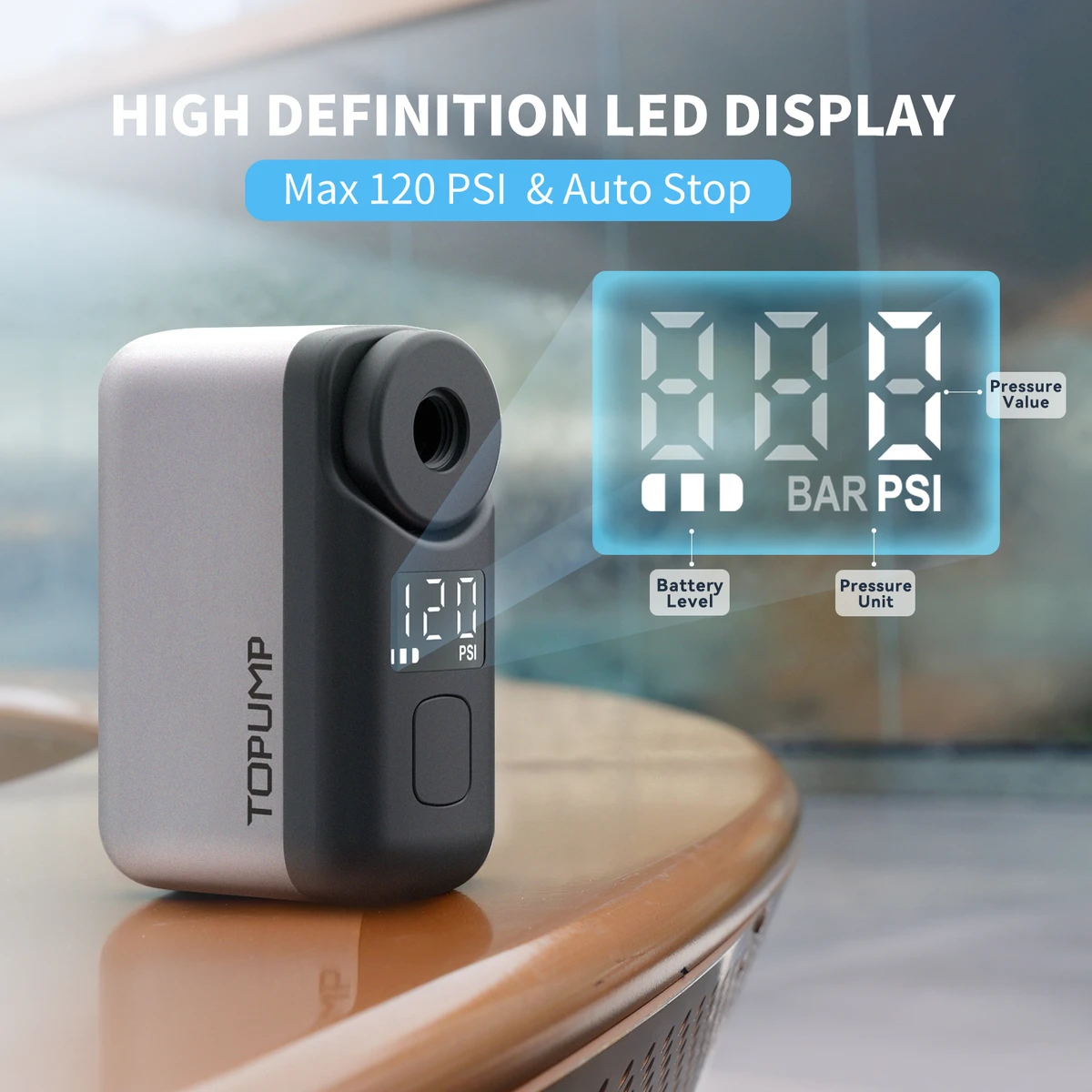 Mini pompe de gonflage de pneus de vélo TB2PRO, écran LED, batterie rechargeable 120 PSI, accessoires de cyclisme