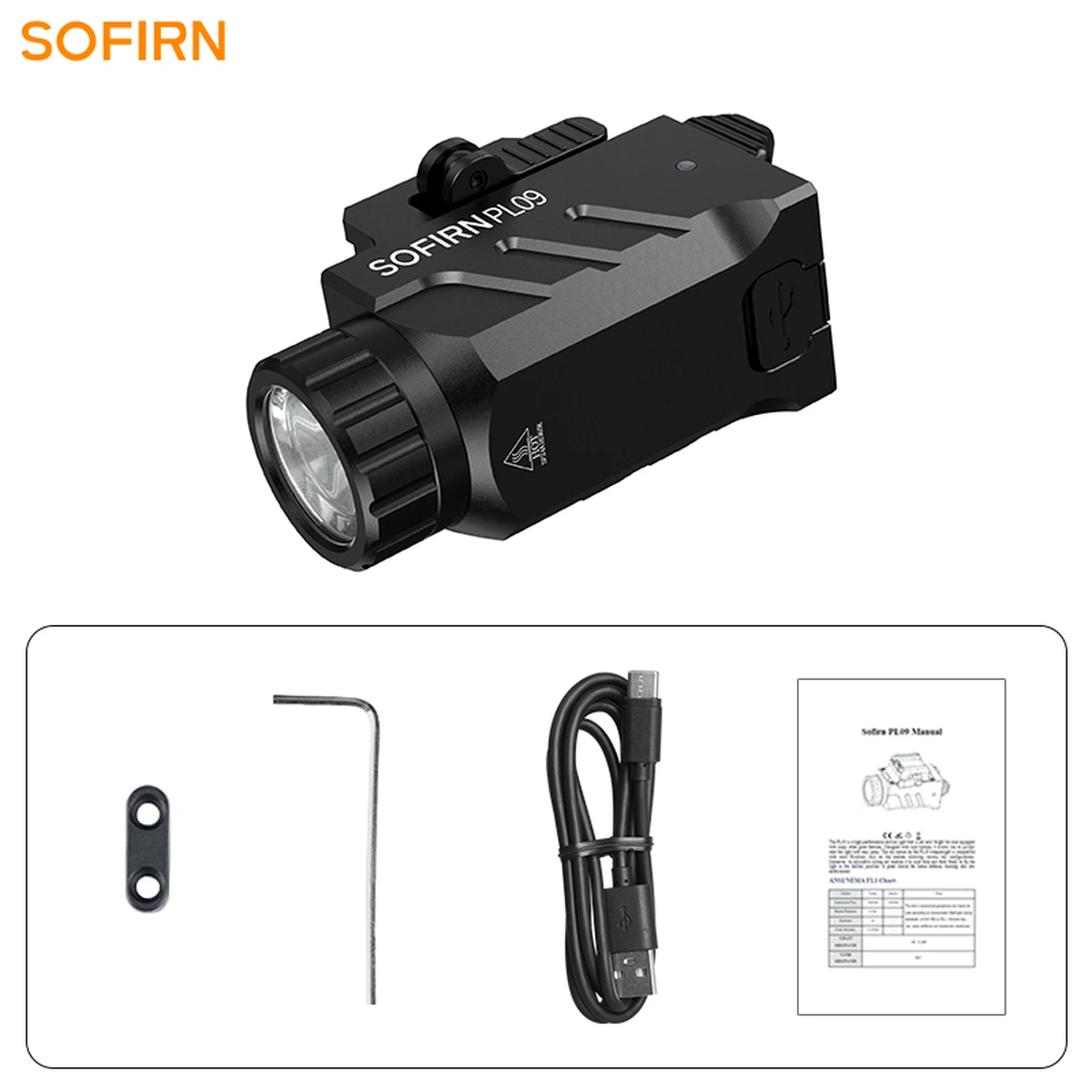 Lampe torche tactique SOFIRN PL09 SST40, LED, 1600 lm, rechargeable, avec mode stroboscopique