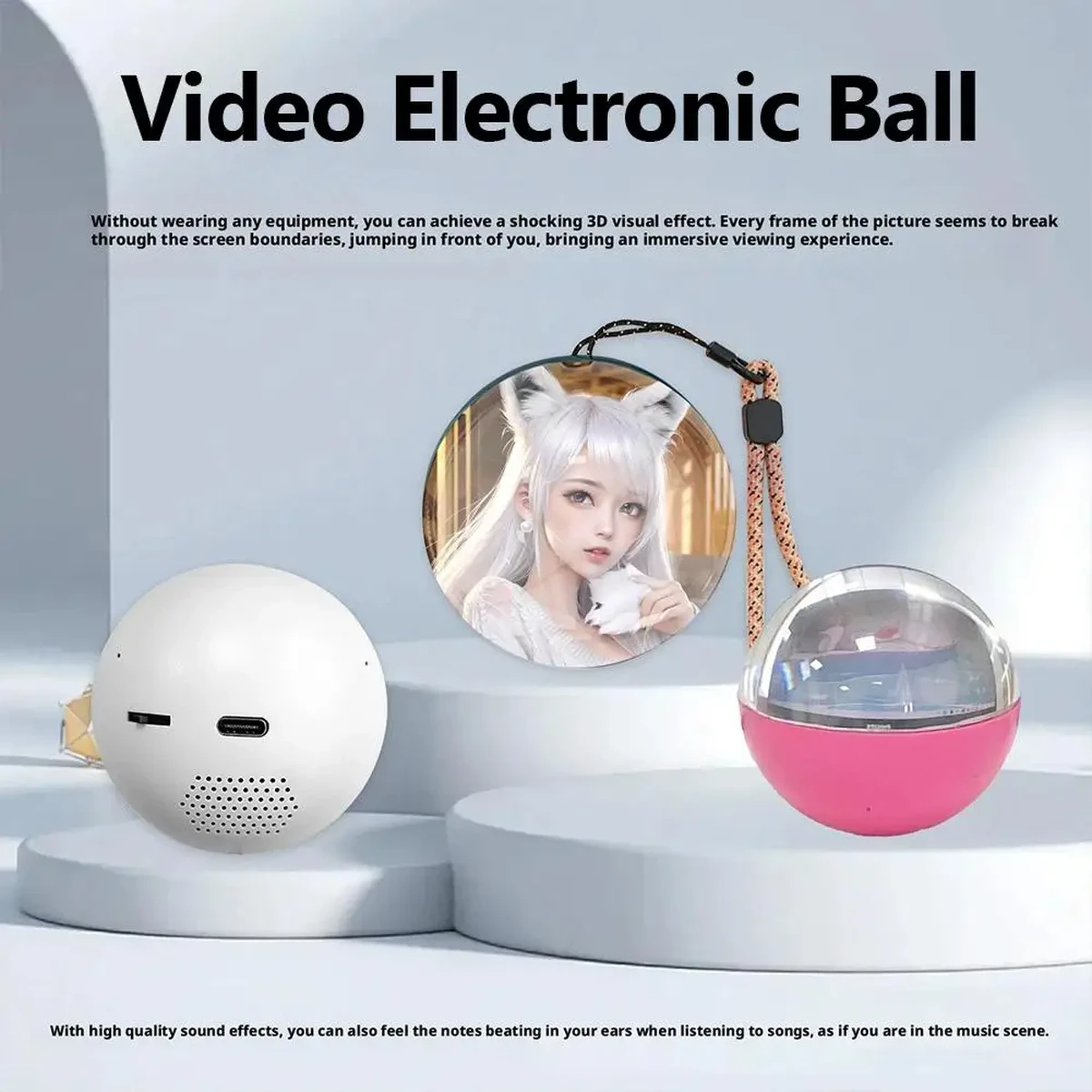 Boule de cristal vidéo 3D, rangement à monter soi-même, boule en verre d'art, affichage à pixels sphériques, écran de 2,7 pouces, vidéos de 4 Go